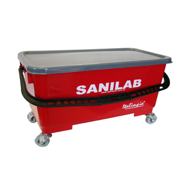 Balde hermetico con tapa y ruedas Italimpia Rojo (8440R)