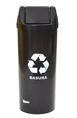 ​​​Cesto redondo 23L tapa vaiven Negro