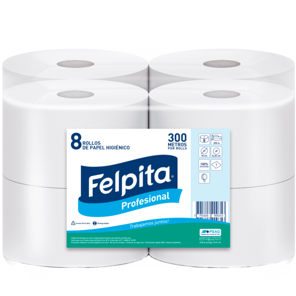 Papel Higienico 8x300m cono chico FELPITA