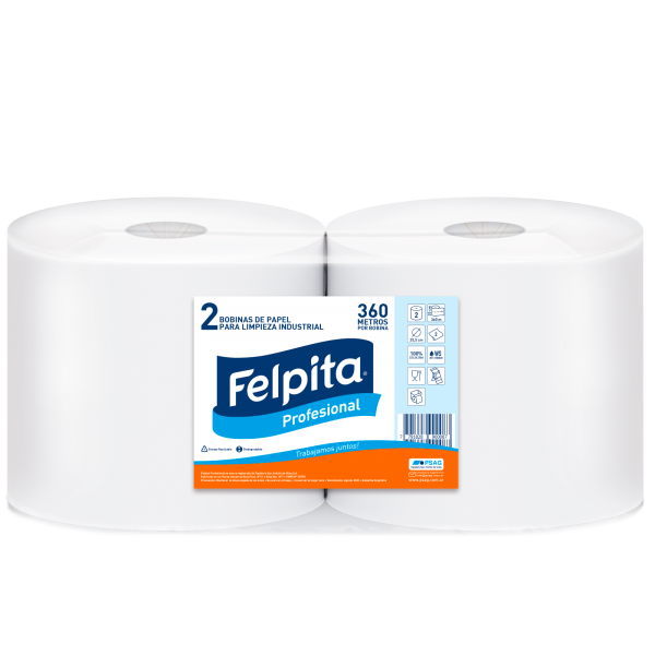 Bobina papel 2x360m doble hoja FELPITA