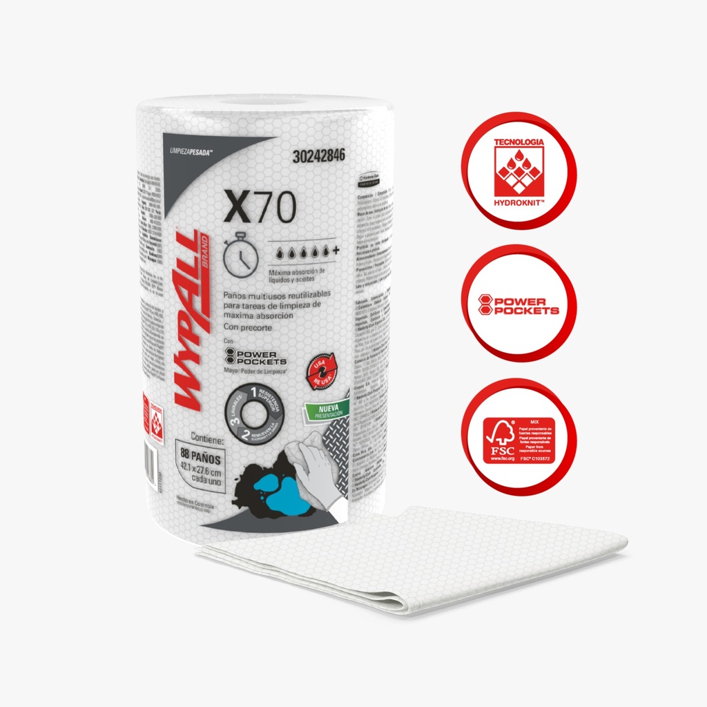 KCP Paños WYPALL X70 rollo x88u (30242846)