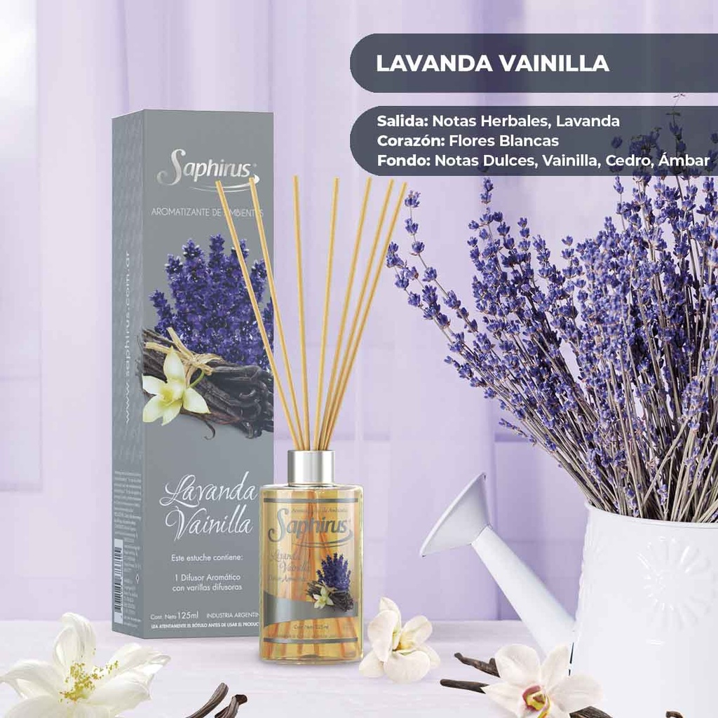 DIFUSOR AROMATICO SAPHIRUS LAVANDA Y VAINILLA
