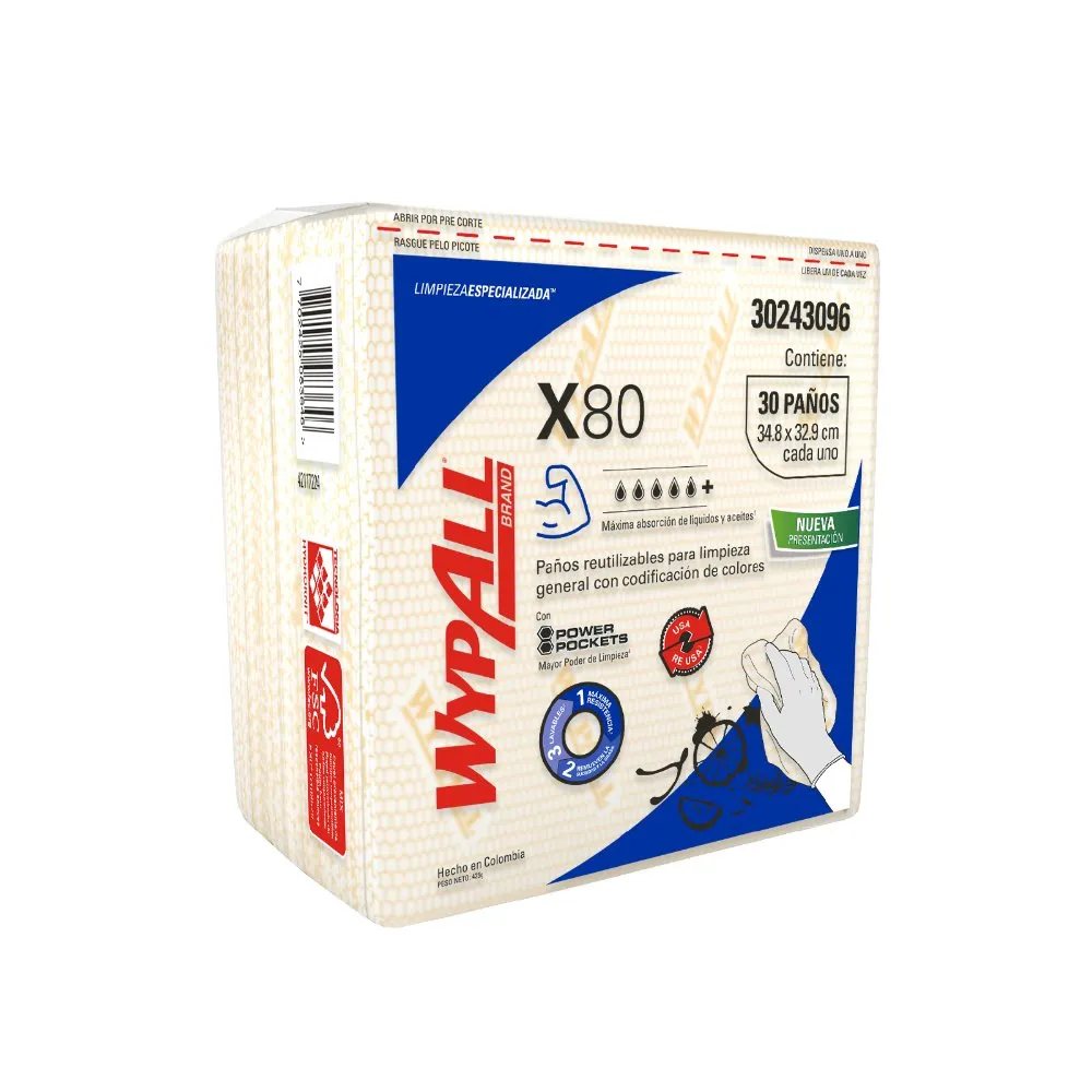 KCP Paños WYPALL X80 Amarillo doblados 30u (30243096)