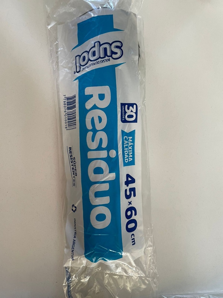 Bolsa Negra 45x60 30u 10micro SUPOL
