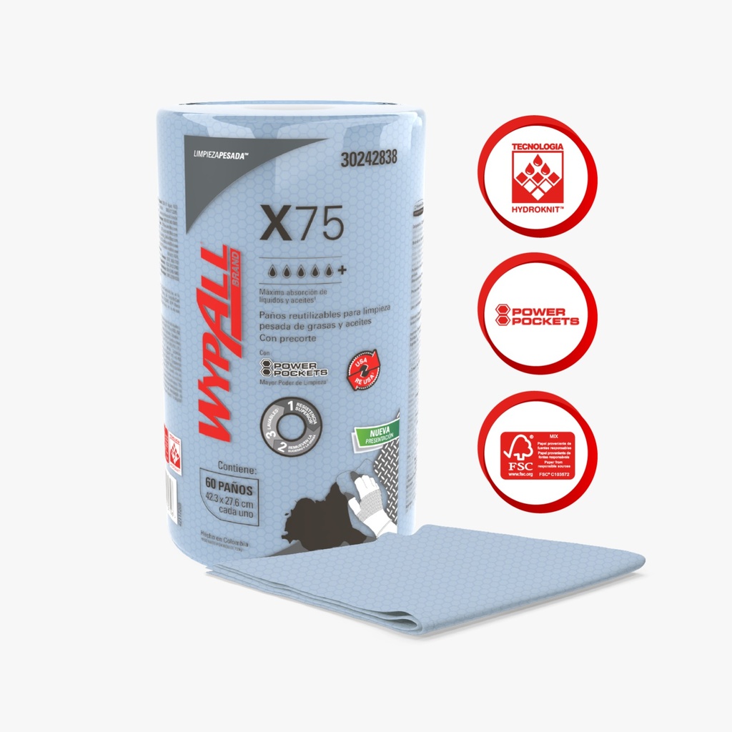 KCP WYPALL X75 rollo 28x42cm 60 paños (30242838)