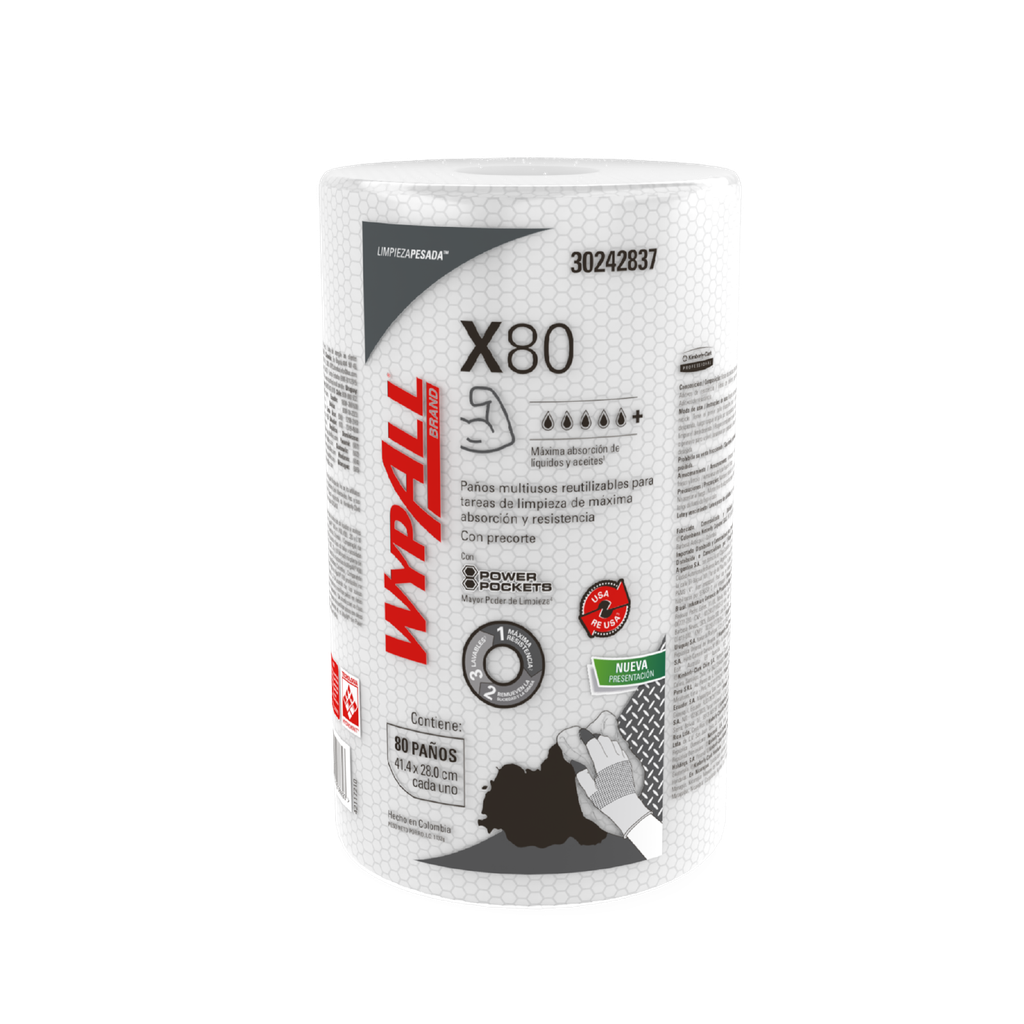 KCP PAÑOS WYPALL X80 Rollo 28x41,4cm 80 paños (30242837)